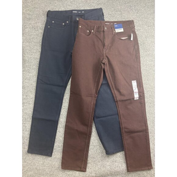Old Navy Jeans Mens 32x32 Brown Blue Slim Built-In Flex Stretch Denim 5-Pocket - Picture 1 of 8